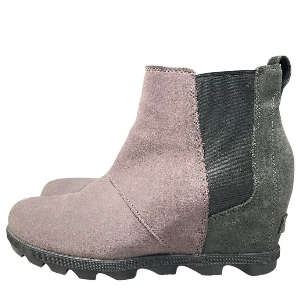 SOREL Joan of Arctic Wedge II Chelsea Boot Suede Purple Sage Size 10 NL3343-574